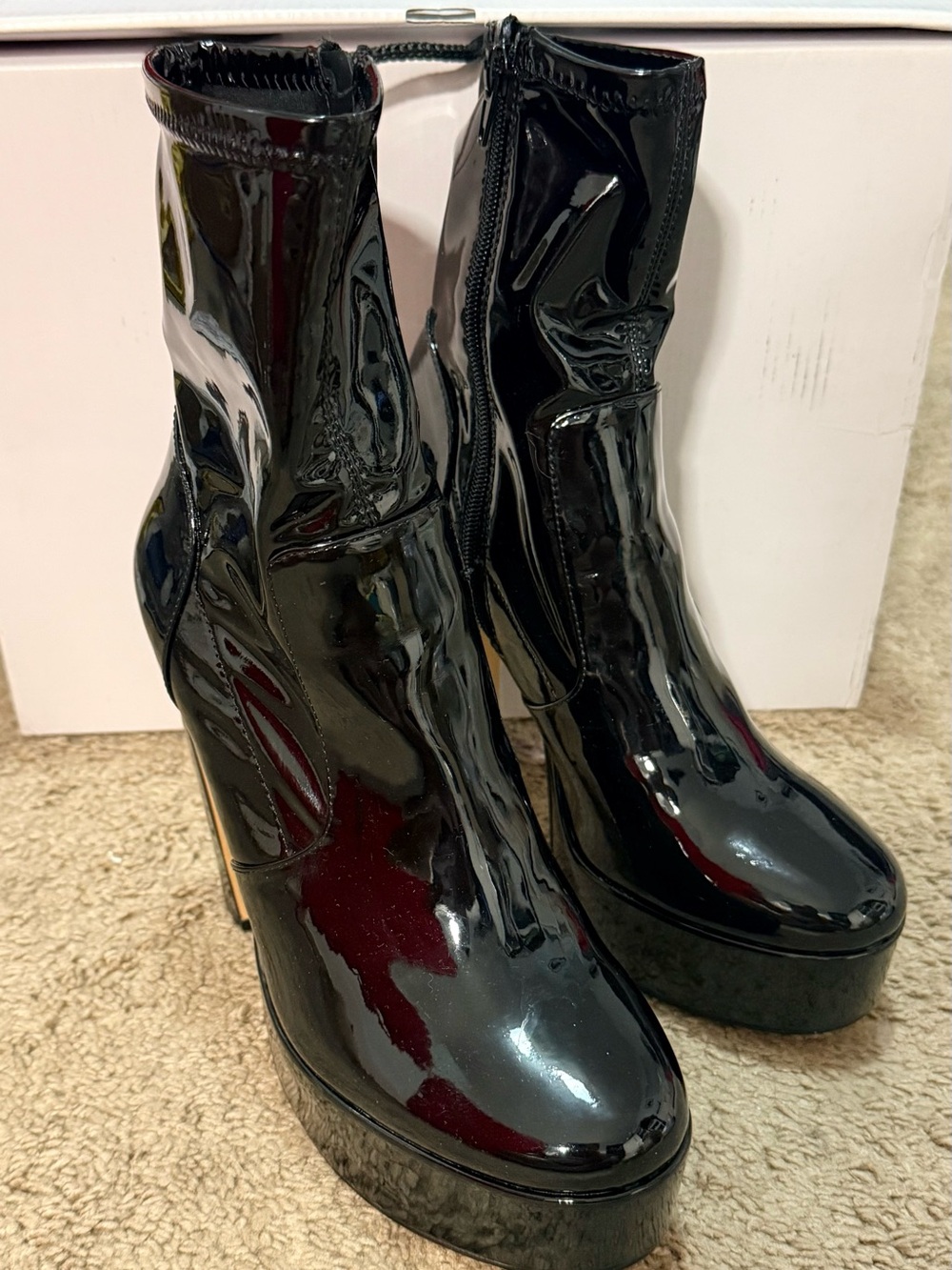 Black Patent Platform Ankle Boots - Women ALDO